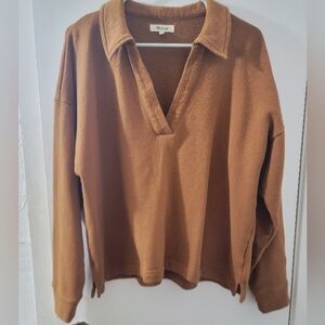 Madewell Beautiful Brown Collared Oversize Sweater Size Small